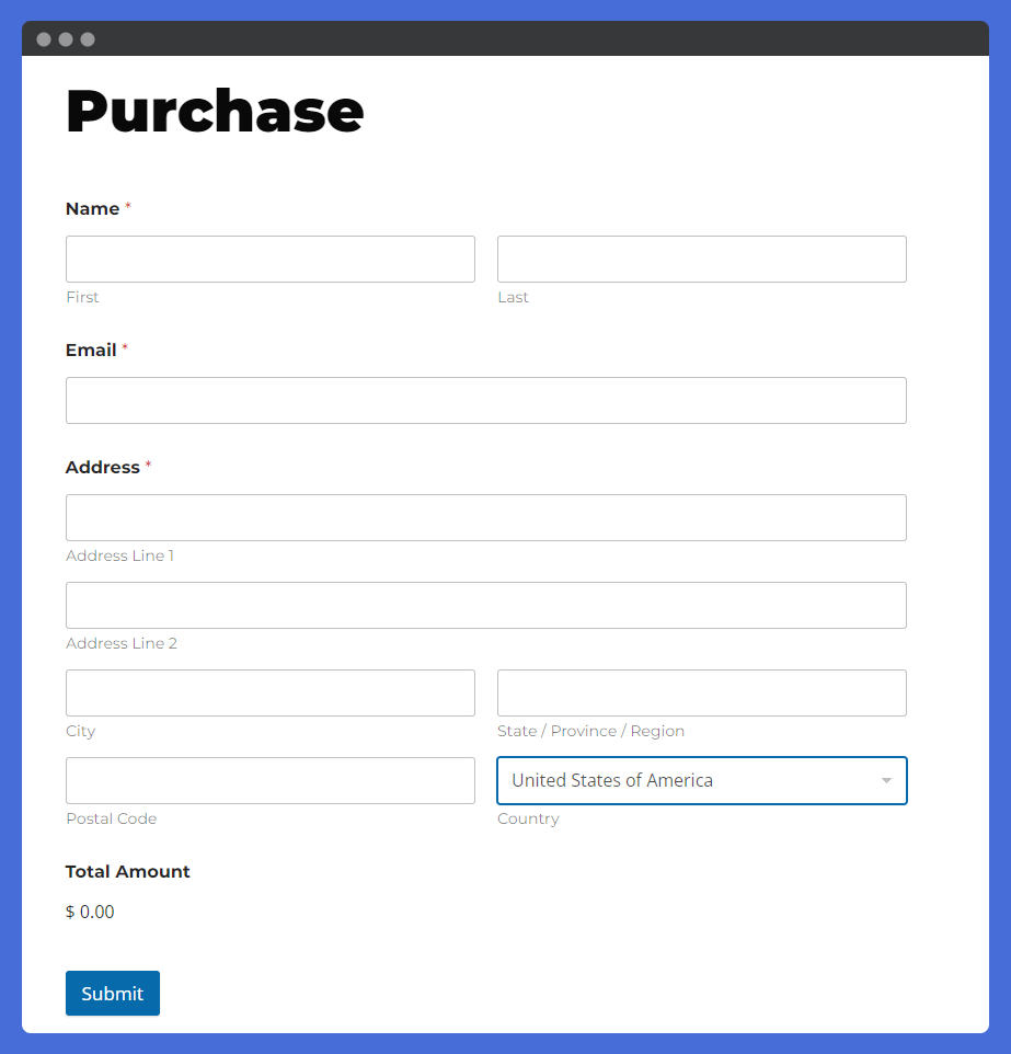 Purchase form created with LifterLMS WPForms Integration