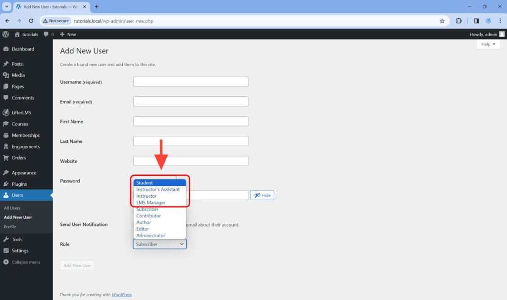 LifterLMS will add four new user roles to your site.